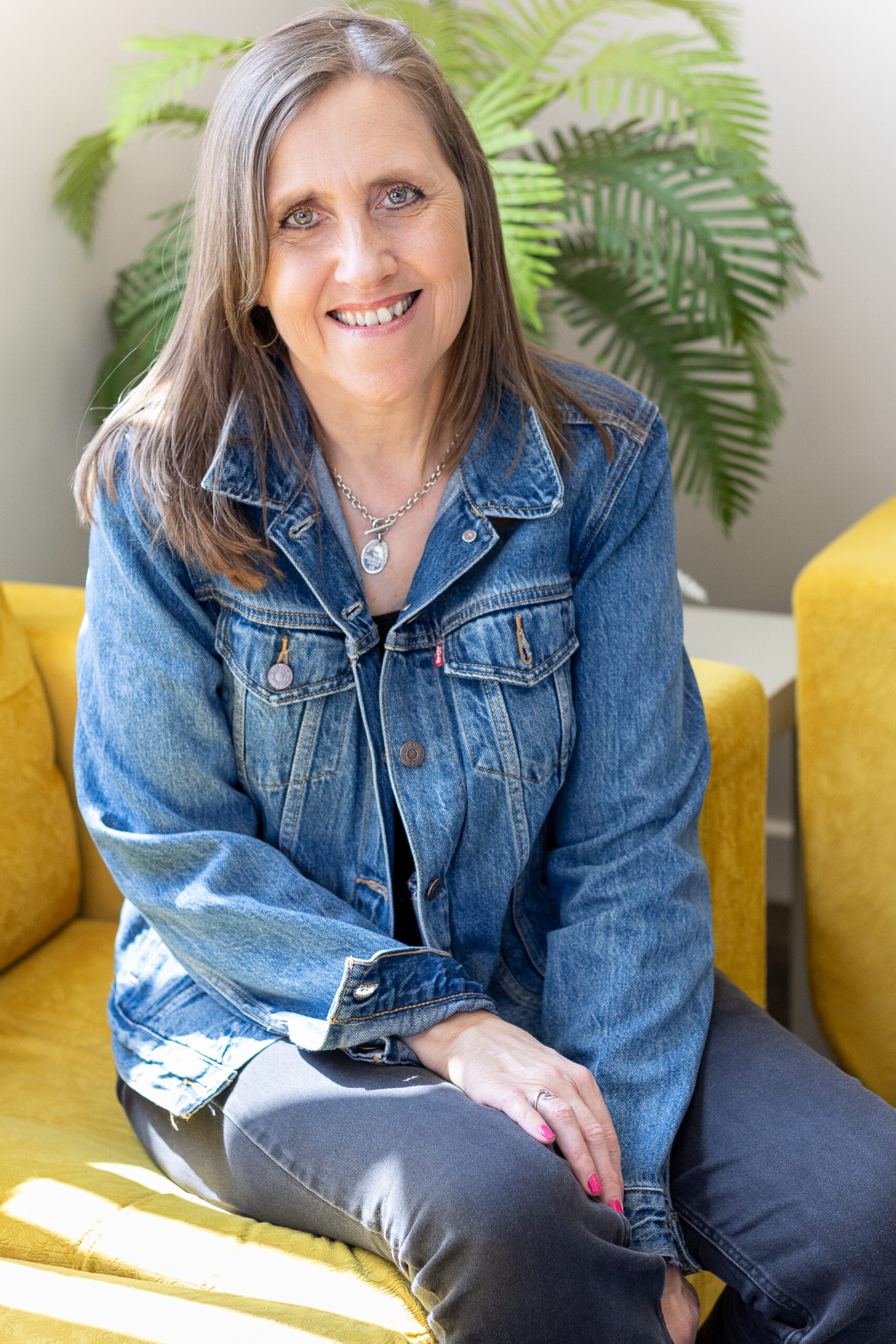 emma in denim jacket